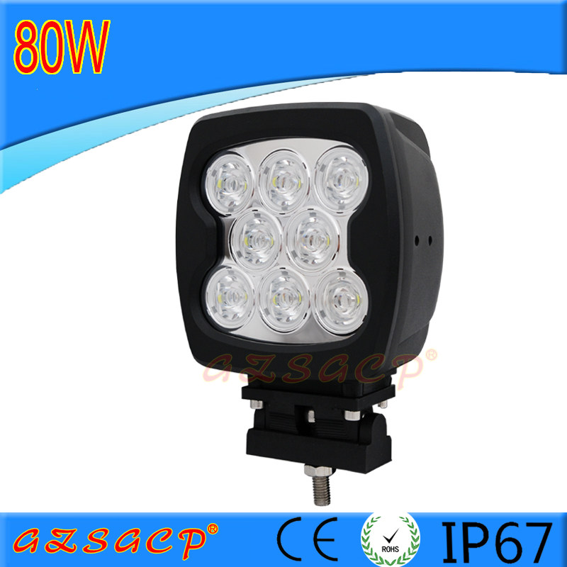 汽车LED工作灯80W方形越野车顶射灯改装灯车顶射灯货车灯12V24v