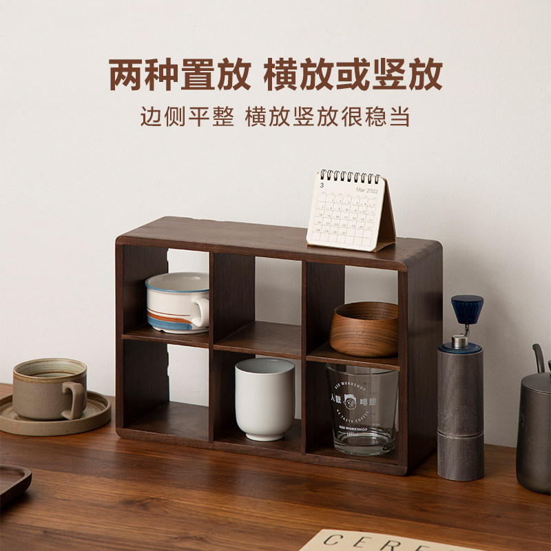 梵瀚纯实木桌面多宝阁收纳盒茶杯置物博古架茶具挂墙紫砂壶展示柜