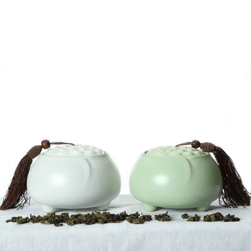 友尚 大号汝窑茶叶罐 密封罐 茶叶包装盒 普洱茶叶罐 陶瓷 200g