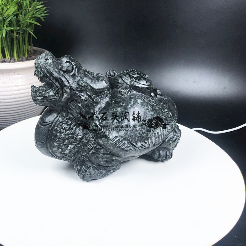 天然独山玉龙龟桌面摆件 可定制玉石家居工艺品