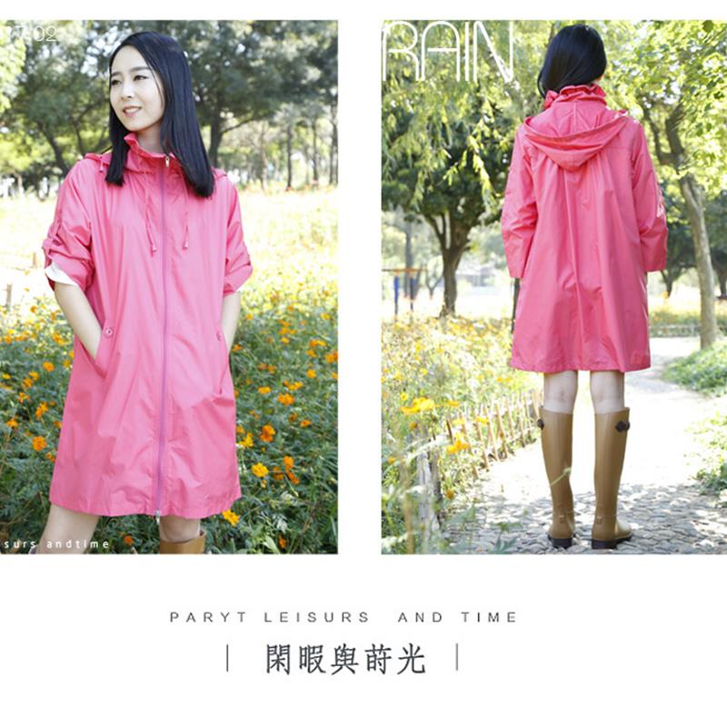 薄款雨衣防水成人风衣时尚徒步长款女式雨披带袖外套可爱水衣旅行