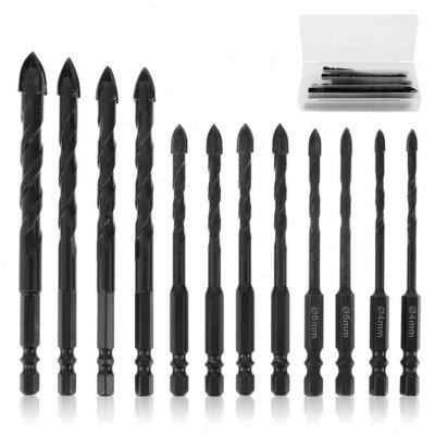10/12pcs 4-12mm Cross Hex Tile Drill Bits Set for Glass Cera