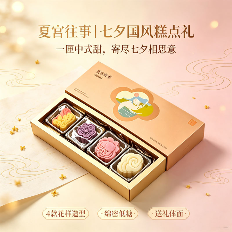 夏宫往事宫廷风糕点礼盒装中式传统糕点清茶搭配中秋节送礼