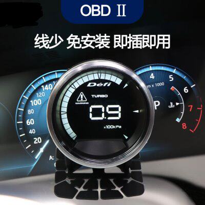 汽车改装通用仪表DEFI A2新款 obd2液晶表转速电压涡轮油压三连表
