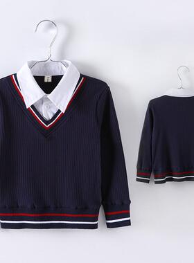 工作服上衣春秋装班校服小学生老师长袖t恤打底衫幼儿园园服教师