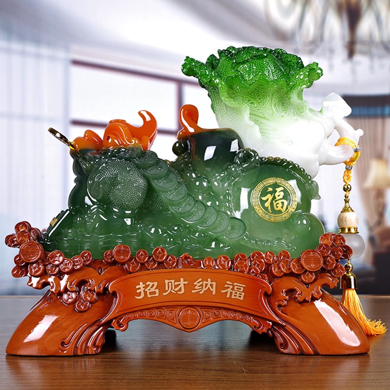 招财金蟾蜍玉白菜葫芦摆件 店铺乔迁开业送礼品前台收银台装饰品