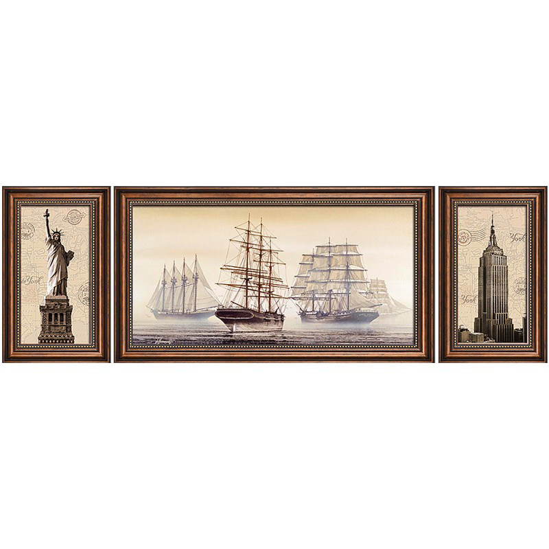 客厅装饰画书房挂画沙发背景墙画欧式画办公室画美式帆船大幅风景