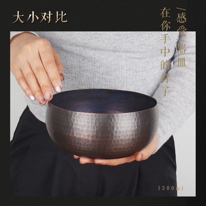手工打造纯铜茶洗复古紫铜水盂茶渣缸茶道茶具大号家用日式禅建水