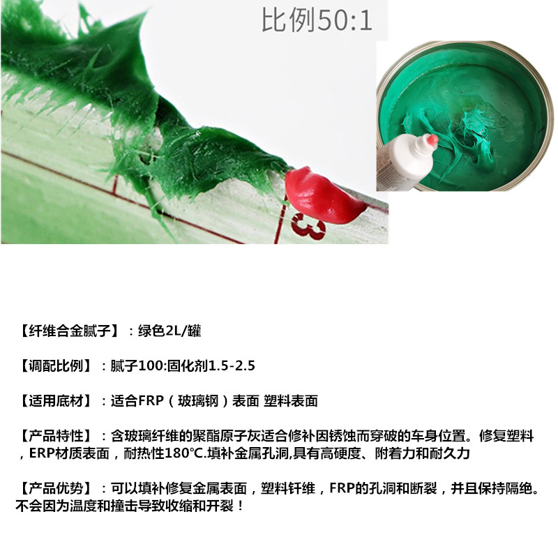 玻璃钢纤维灰汽车破洞修补钣金灰塑料件快干腻子车用耐高温补土灰