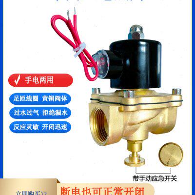电磁阀水阀气阀优质铜阀 手自一体带手动应急开关 220V 24V 12V