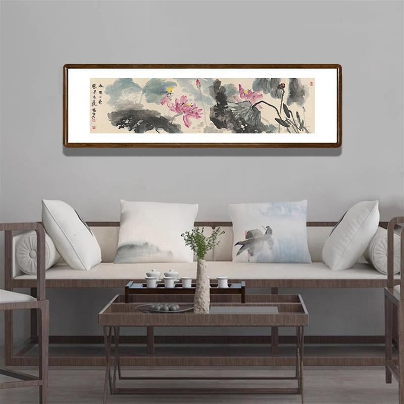 荷花图挂画新中式客厅沙发背景墙装饰画餐厅卧室床头壁画书房国画
