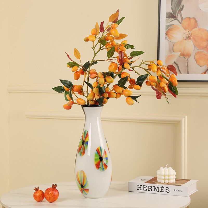 艺术大师轻奢琉璃花瓶摆件七色彩虹客厅样板房玄关工艺品摆设饰品