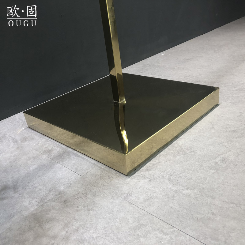 服装店高档镜面亮光钛金色不锈钢落地式靠墙正挂服装挂衣架展示架