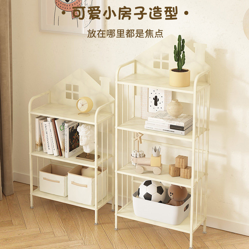 小房子奶油风儿童书架绘本架落地白色简易阅读区小孩书柜置物架