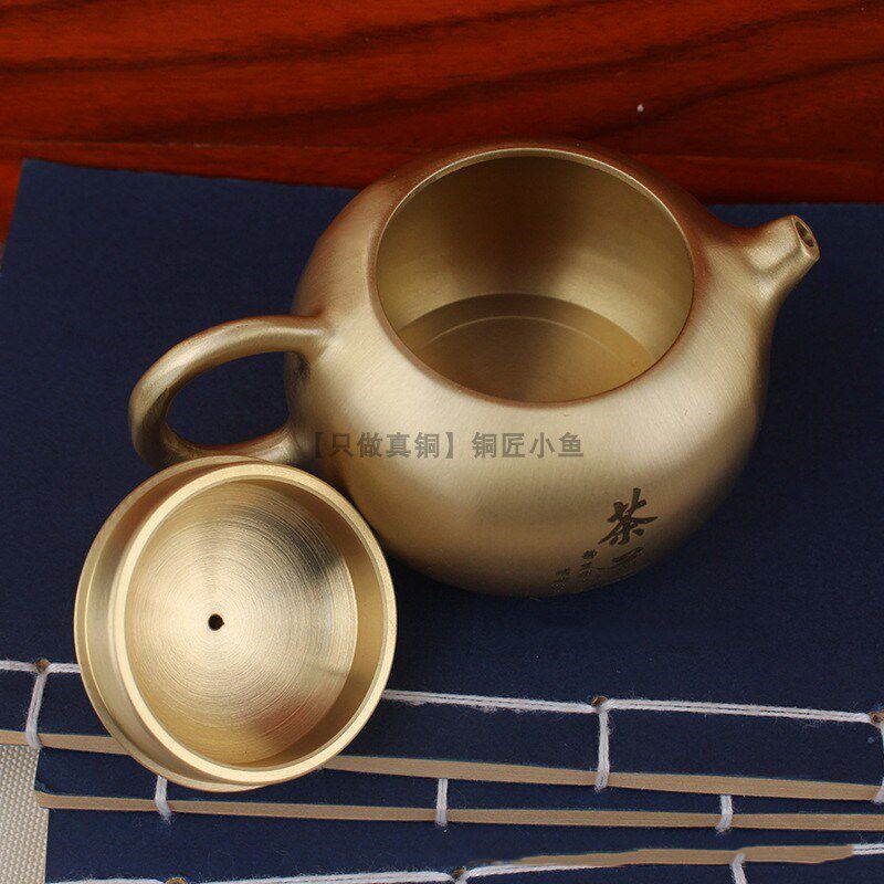 纯铜茶壶黄铜西施壶摆件禅意茶道小茶壶工艺品水滴壶家用功夫茶具