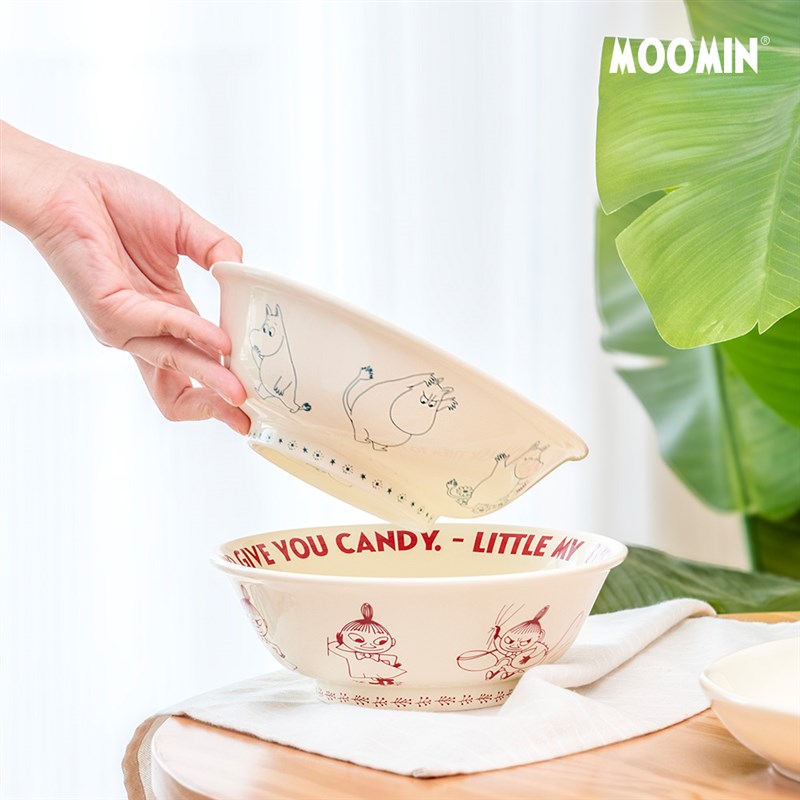 姆明陶瓷餐具 复古大容量早餐麦片碗汤碗 法式分格餐盘下午茶零食