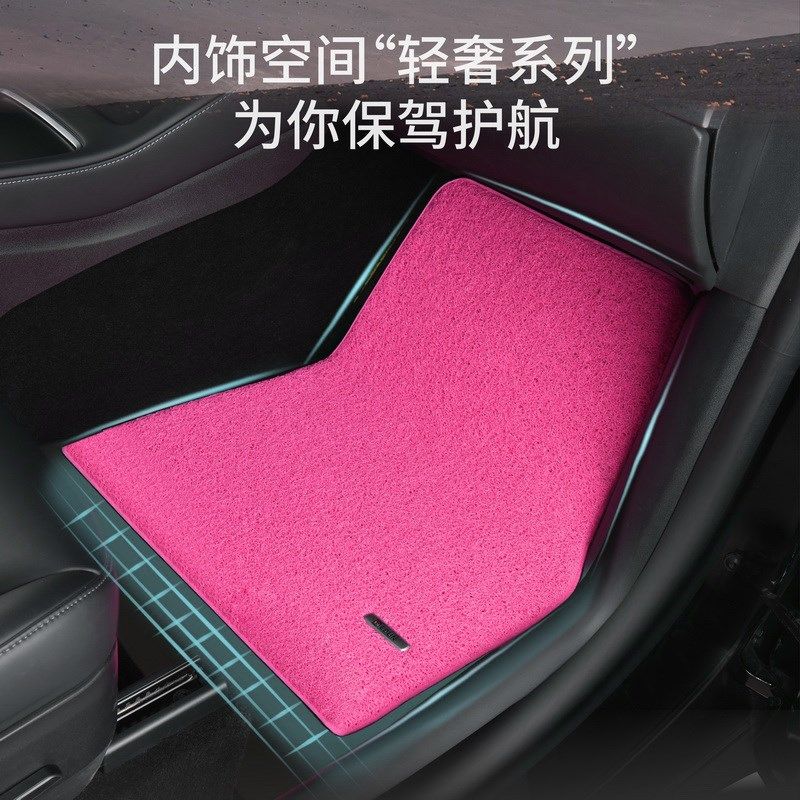 德盾汽车丝圈脚垫女士专车专用车内耐脏防滑地毯垫女生可爱草莓红