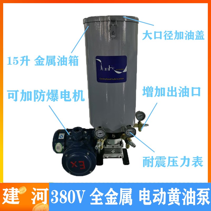 电动油脂泵380V电动黄油泵4升6升10升油脂工业建河润滑黄油泵