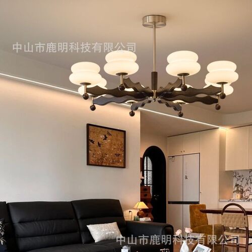 中古风复古白蜡木吊灯现代简约客厅法式南洋风卧室书房装饰大吊灯