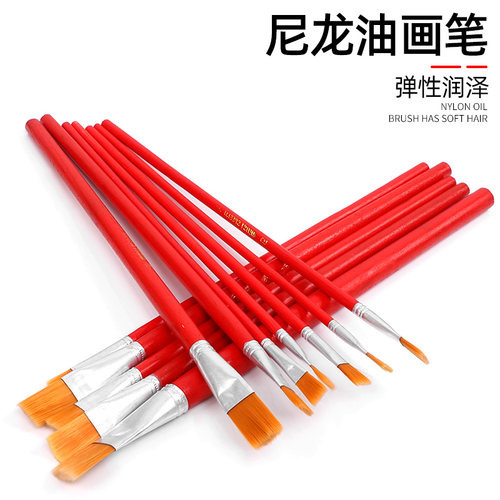 尼龙毛画笔勾线笔丙烯画笔水粉尼龙颜料排笔平头水彩笔套装毛笔