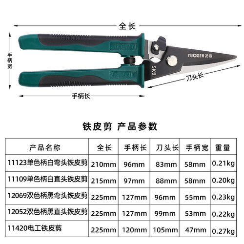 双生直弯双色手动铁剪修剪剪刀数字电工多功能剪刀白铁剪刀