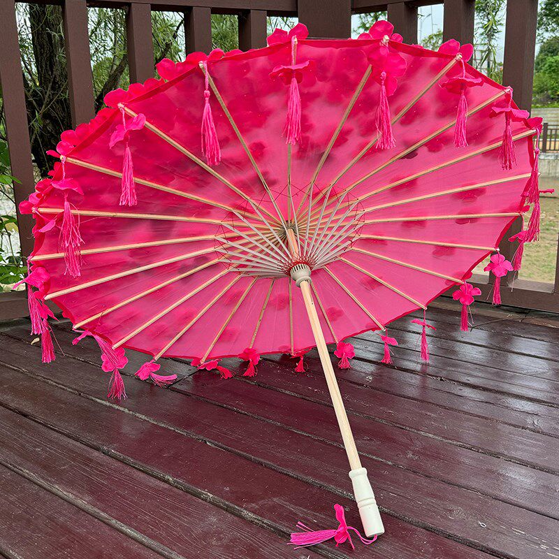工艺伞浪漫清新唯美流苏花瓣伞拍摄汉服道具手工COS油纸手工伞