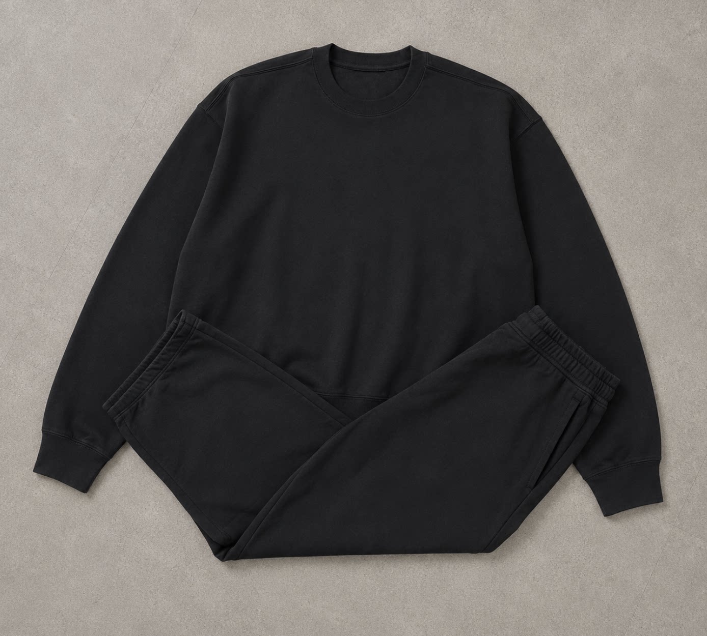thumbnail for Here's a picture of a custom sweatshirt set in gray and black
