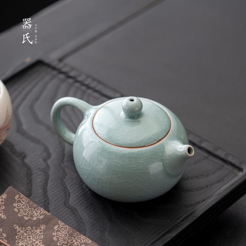 器氏汝窑茶壶陶瓷汝窑开片茶具冰裂釉功夫大红袍泡茶壶西施壶家用