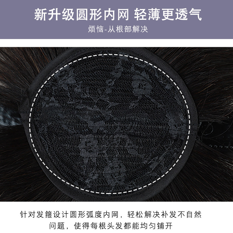 发箍刘海一体头顶补发片齐刘海假发女顶发盖遮白发自然真发假发片图片