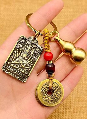 2026年黄铜本命佛马鼠牛兔五帝钱葫芦守护神普贤普贤菩萨朱砂挂件
