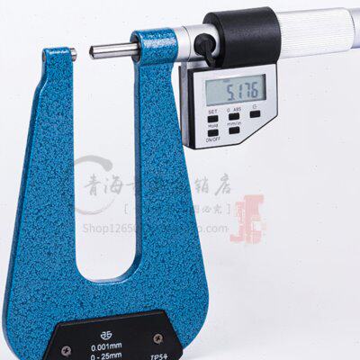 青海量具青量数显电子深弓架千分尺/弓深50-100测板厚0-25mm0.001