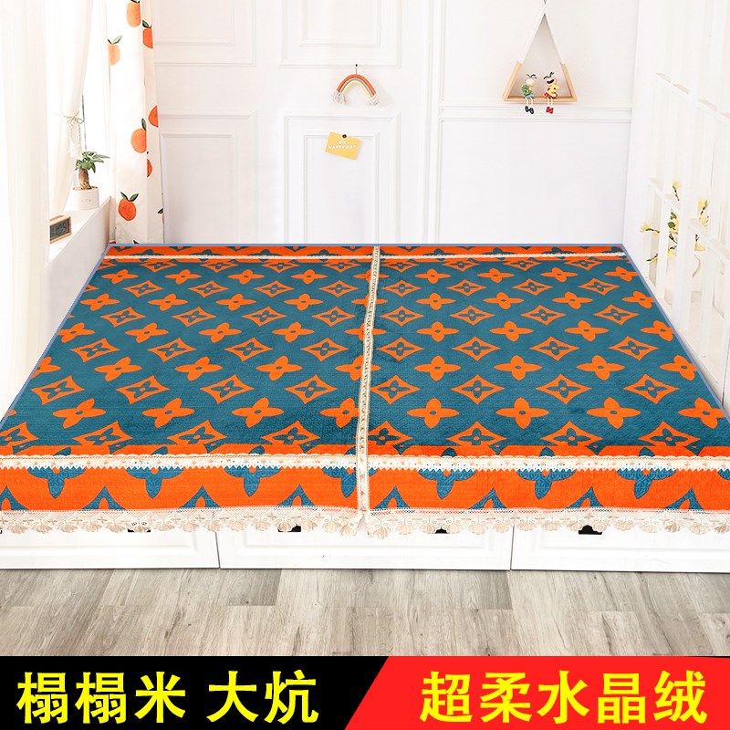 水晶绒床盖榻榻米专用床单夹棉冬季加绒2022新款绗缝衍缝炕单炕盖