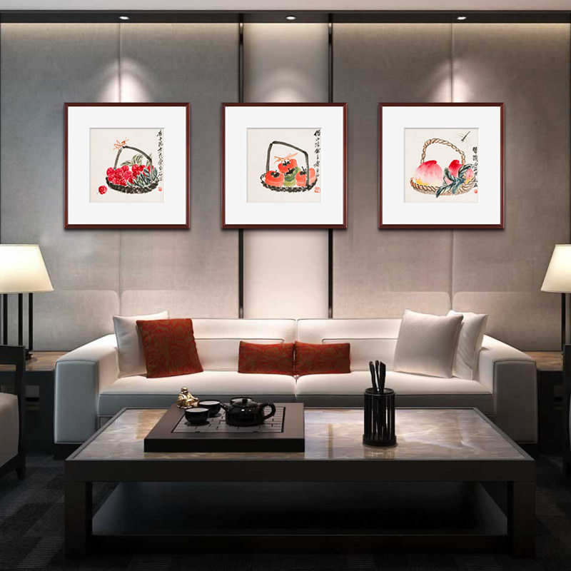 风色硕果累累齐白石写意国画荔枝樱桃寿桃中式客厅餐厅卧室挂画