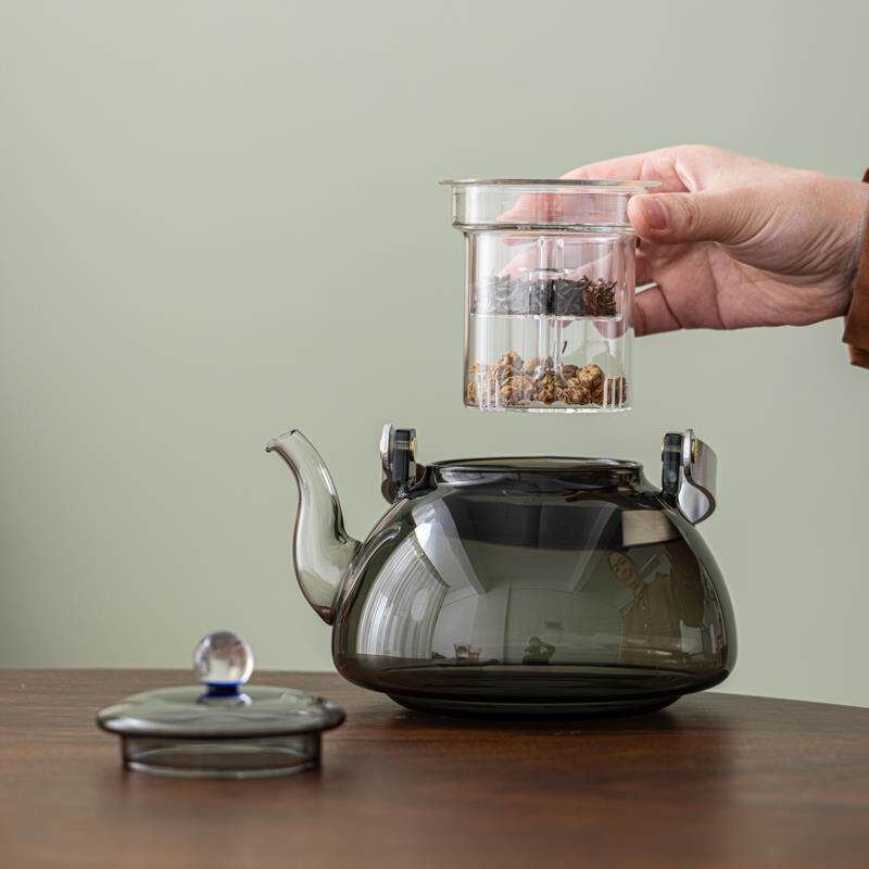 缘宿玻璃煮茶壶围炉煮茶电陶炉专用耐热玻璃茶壶蒸汽煮茶器两用