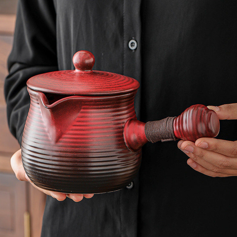 带盖围炉煮茶壶烤奶罐云南罐罐茶壶家用室内摆摊煮茶器可干烧陶壶