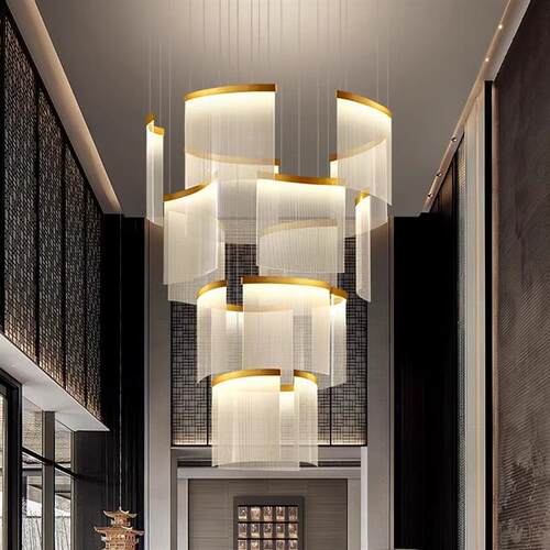 别墅复式楼大吊灯客厅吊灯loft公寓挑高挑空设计师楼中楼梯灯吊灯