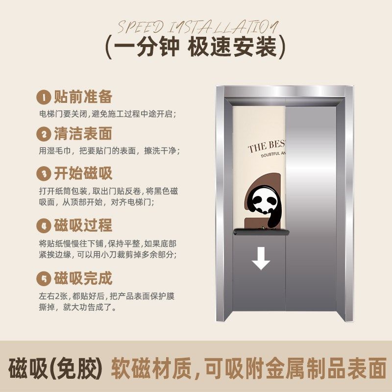 磁吸一家三口四口简约入户电梯门贴纸高级感一梯一户创意定制改造