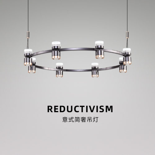 一字长条餐厅吊灯 LED全光普上下发光灯具轻奢圆圈客厅卧室灯批发