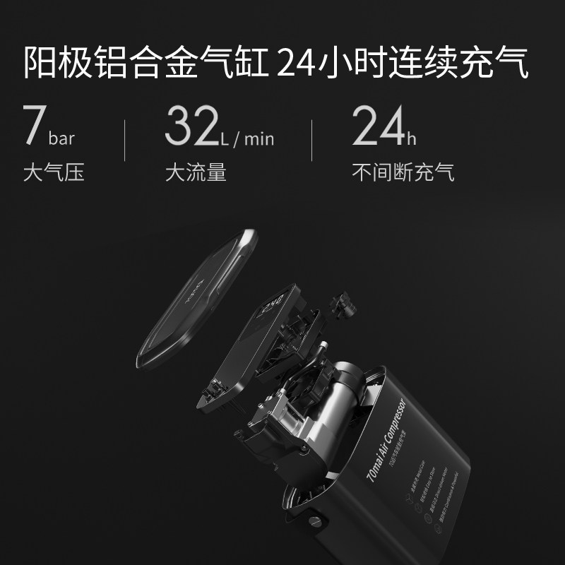 70迈汽车轮胎充气泵12V大功率 双用便携式家用充气泵