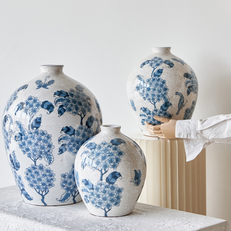 青花瓷新中式花瓶中国风室内高级感玄关客厅装饰桌面陶瓷花器摆件