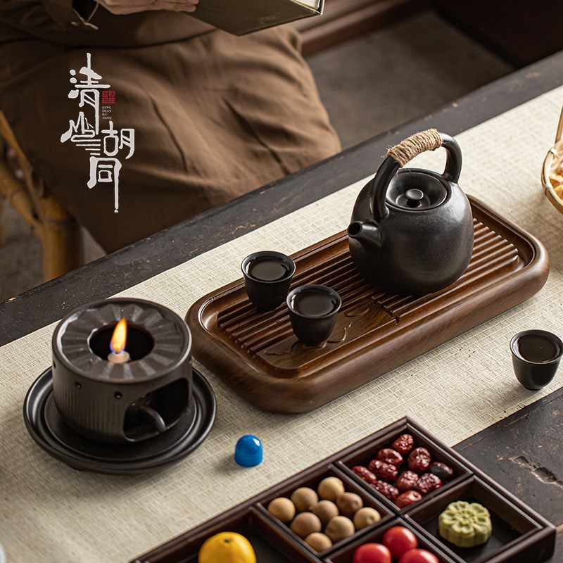 清山胡同中式陶瓷煮茶炉酒精炉家用复古围炉煮茶烧水泡茶壶可干烧