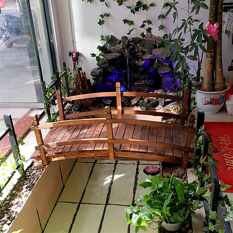 定制实木碳化防腐公园风景木桥花园庭院户外田园仿古艺术古典拱桥
