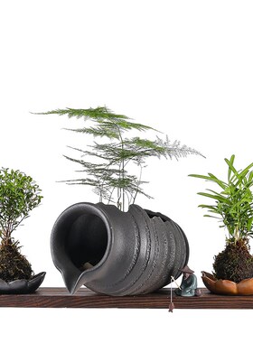古法养鱼缸流水配件创意循环流水陶罐生态缸庭院造景室内增氧摆件
