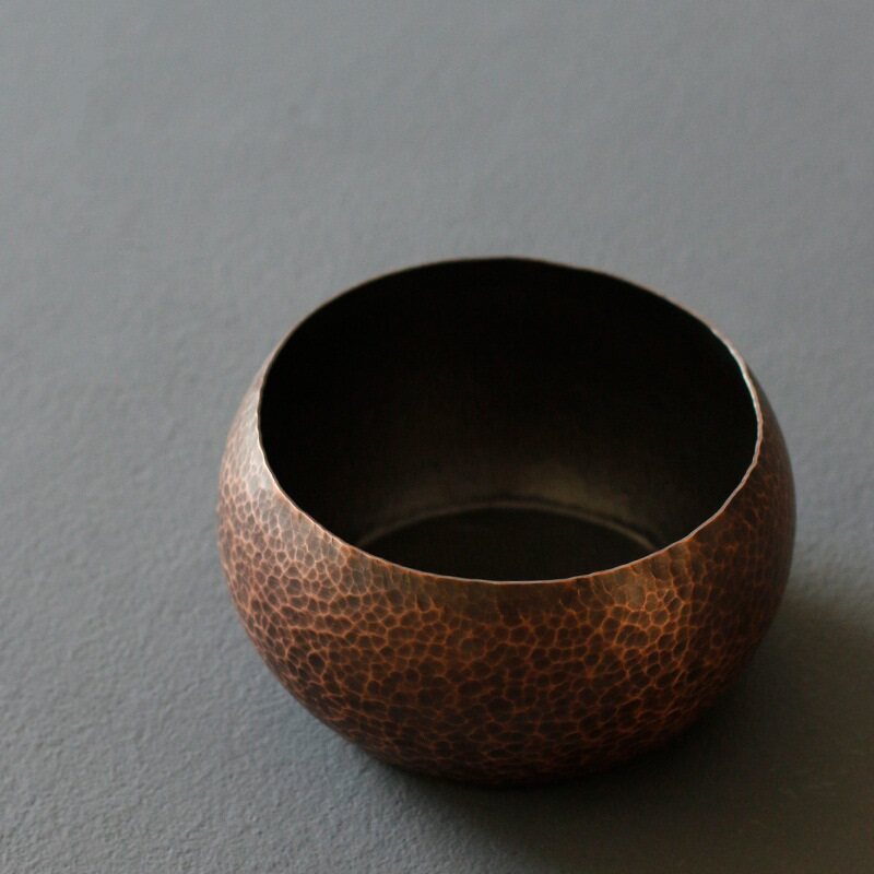 铜茶洗系列 锤目纹大中小号中日式极简水盂茶渣壶承茶具配件中式