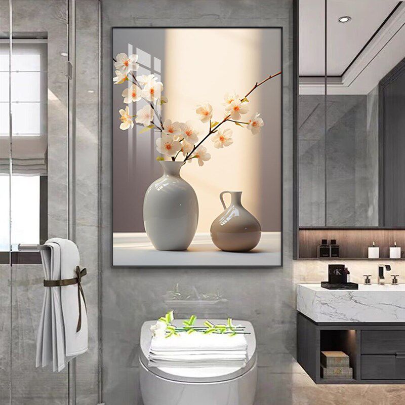 卫生间防水装饰画清新简约花卉浴室挂画酒店洗手间免打钉墙面壁画