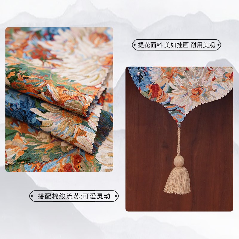 油画门帘隔断帘新款高档免打孔卧室客厅装饰帘子提花半帘厨房挂帘