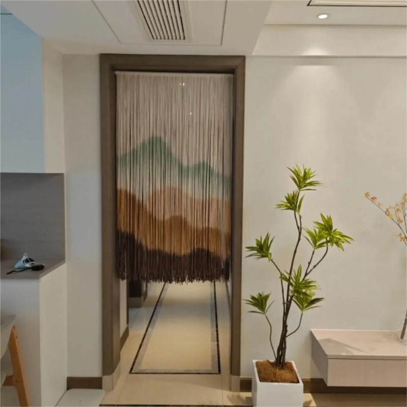 手工染色挂毯山水晕染挂饰 免打孔门帘 中古奶油风电表箱装饰