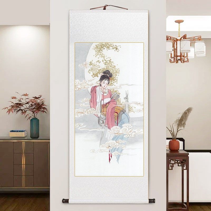古典美人国画古代美女人像酒店饭店装饰壁画火锅店仿古挂画玄关画