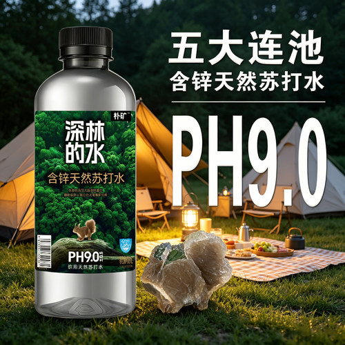 深林的水天然苏打水弱碱值PH9.0±0.5天然泡茶饮水400ml/瓶整箱装