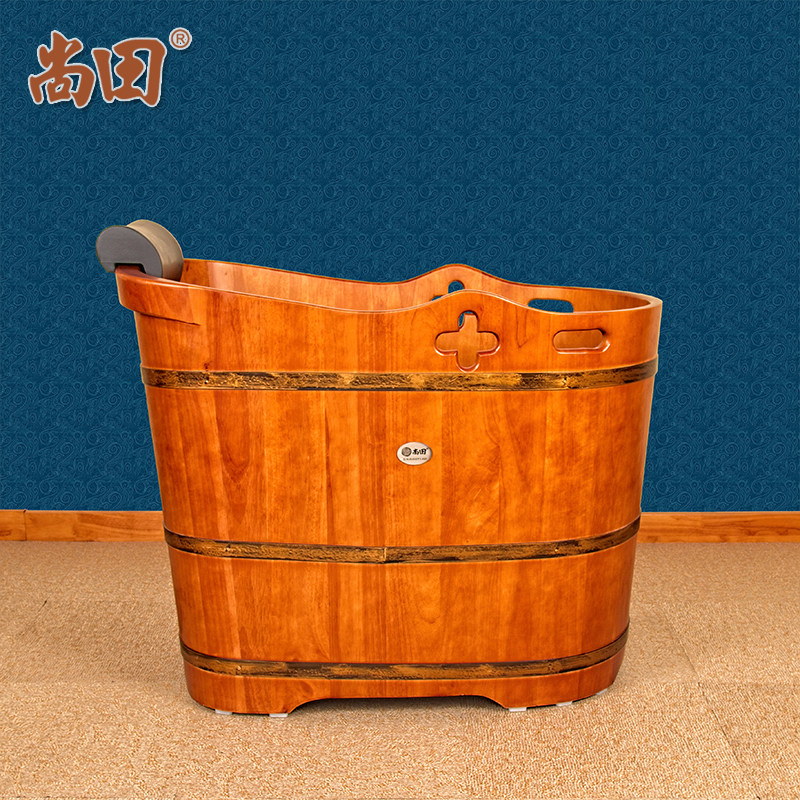 尚田家用泡澡木桶橡木洗澡桶实木浴缸沐浴盆木质沐浴桶1m长加减桶